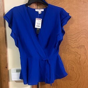 Monteau Royal Blue Wrap Blouse